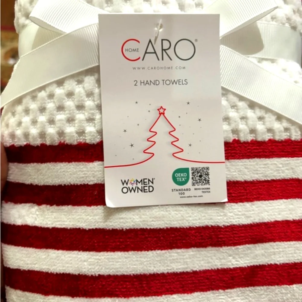 💥6pc CARO HOME 100% Cotton Stripe Bath Towel Set - Valentine's Red/White